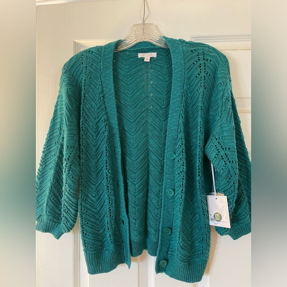 Lauren Conrad green button down cardigan